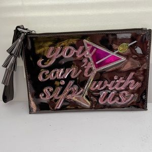 FUN, shiny INC International Concepts Wristlet Clutch -zip closure